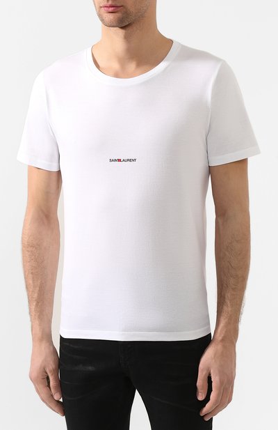Хлопковая футболка SAINT LAURENT белого цвета по цене 57550 руб., арт. 464572/YB2DQ, фото 3 Хлопковая футболка SAINT LAURENT, арт. 464572/YB2DQ, фото 3
