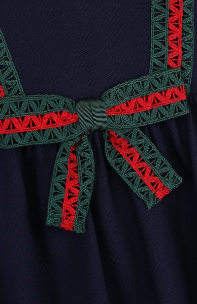 Хлопковое платье с бантом и контрастной отделкой GUCCI синего цвета по цене 30950 руб., арт. 503462/X9N98, фото 3 Хлопковое платье с бантом и контрастной отделкой GUCCI, арт. 503462/X9N98, фото 3