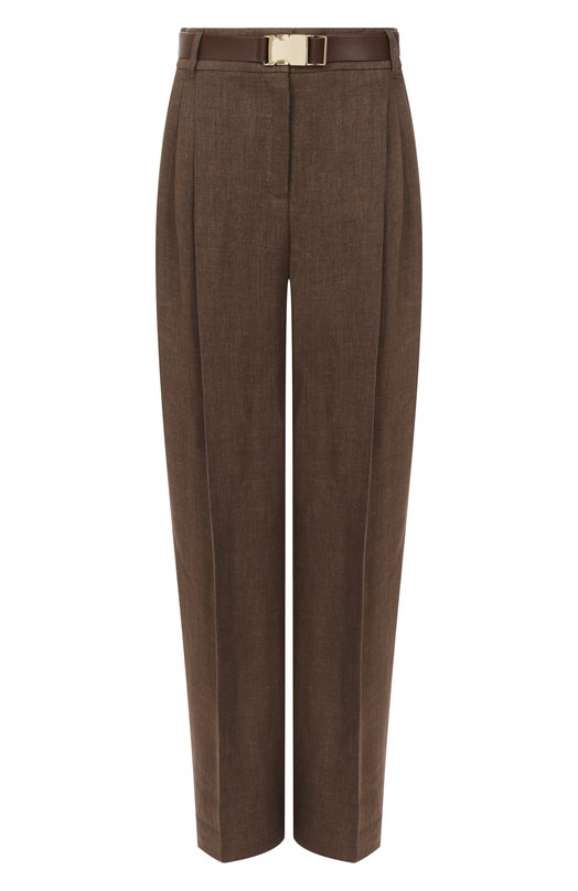 Льняные брюки Max Mara Studio SIAMESE Коричневый SIAMESE