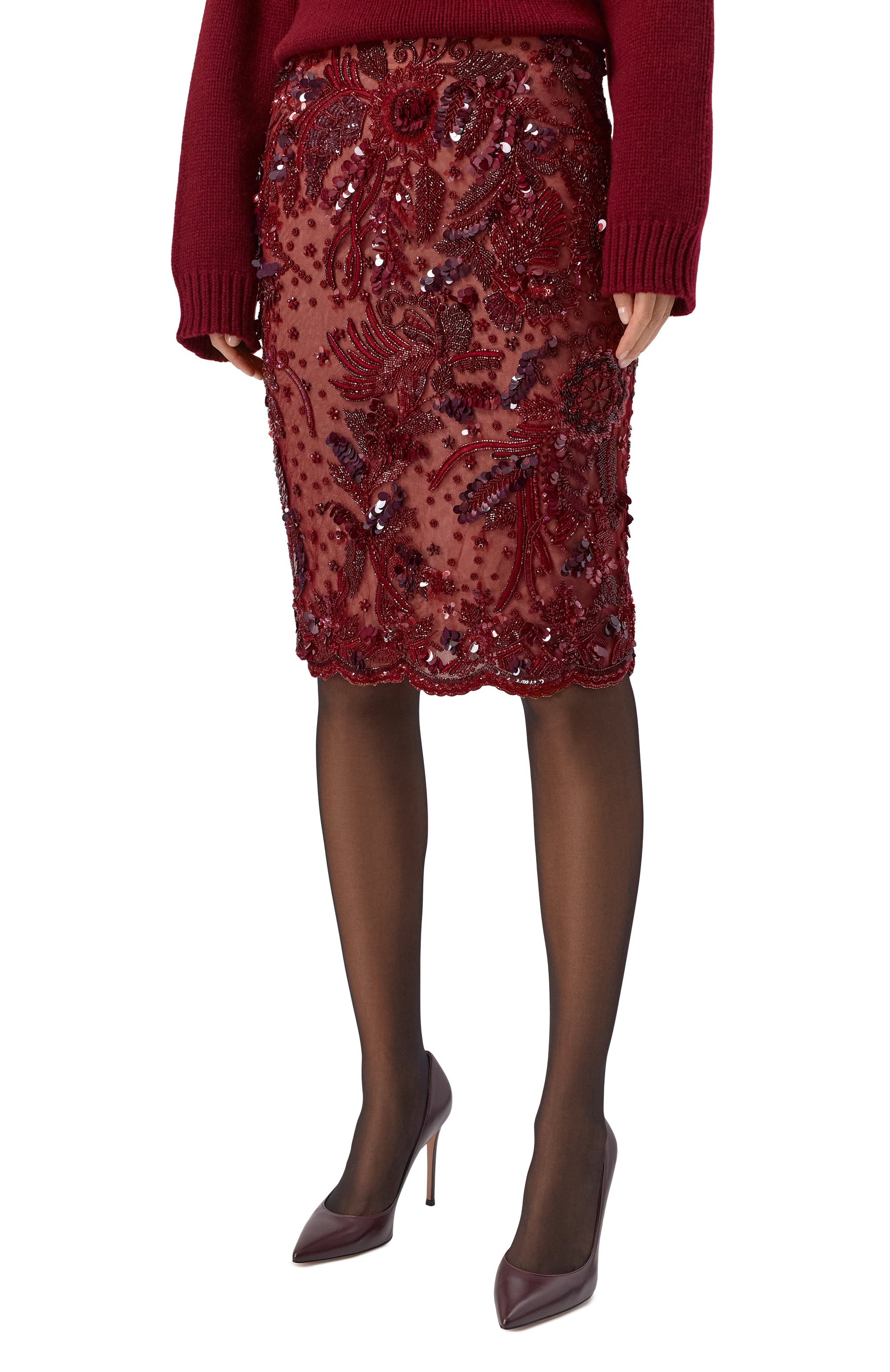 Юбка с отделкой пайетками ELIE SAAB, арт. SK225NF25/BE044, фото 3