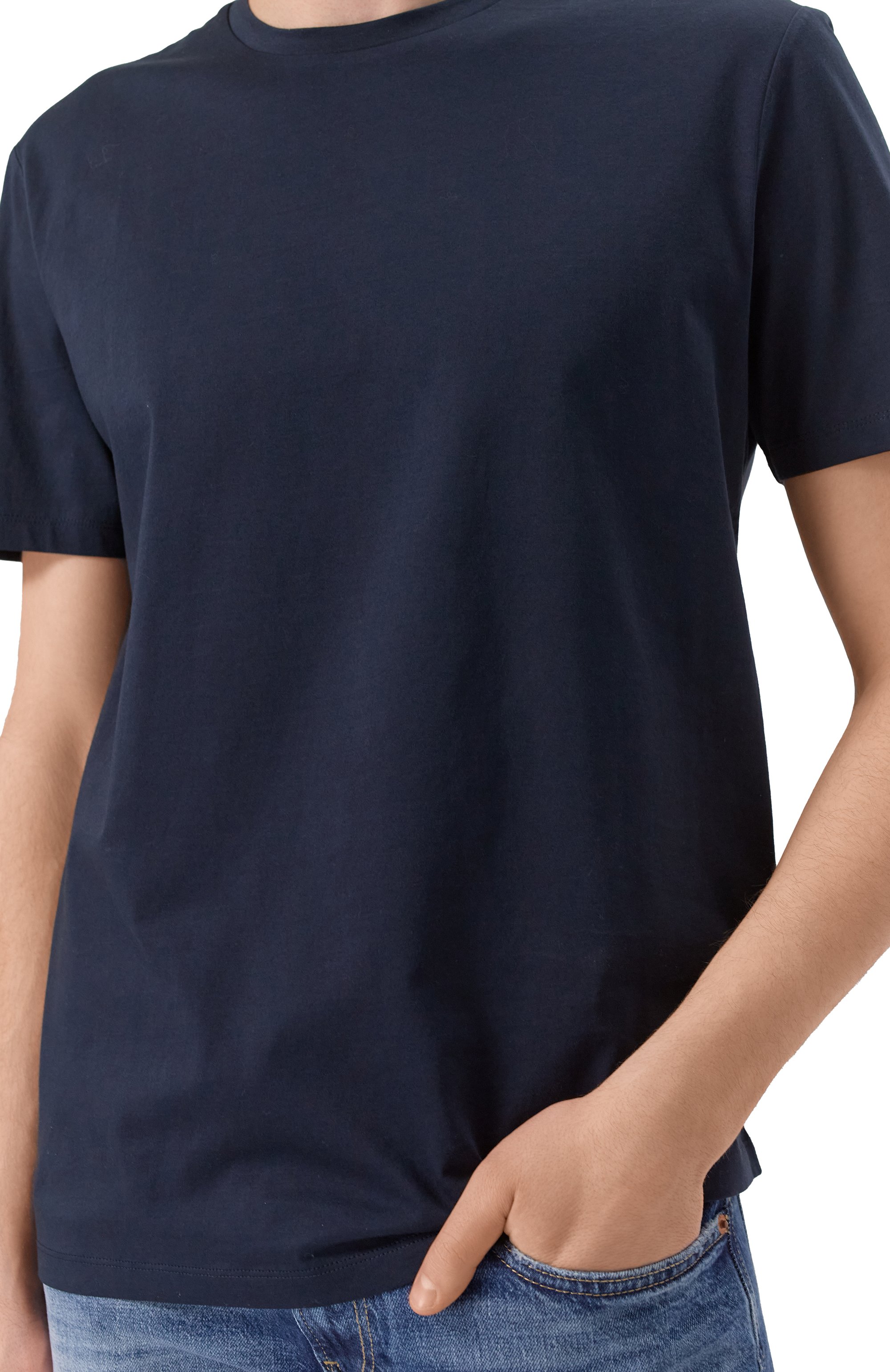 Хлопковая футболка BOSS темно-синего цвета по цене 11950 руб., арт. 50468395, фото 5 Хлопковая футболка BOSS, арт. 50468395, фото 5