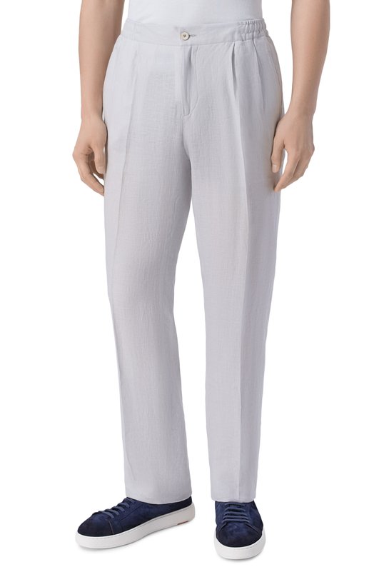 Льняные брюки Kiton UPN01H09690 Серый  UPN01H09690 Фото 3