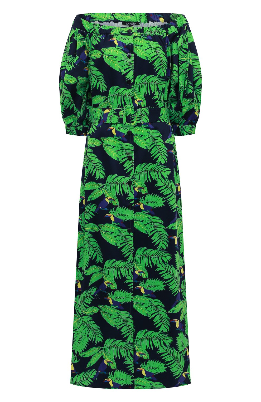 Хлопковое платье YANINA зеленого цвета по цене 83380 руб., арт. 0-2246, фото 1 Хлопковое платье YANINA, арт. 0-2246, фото 1