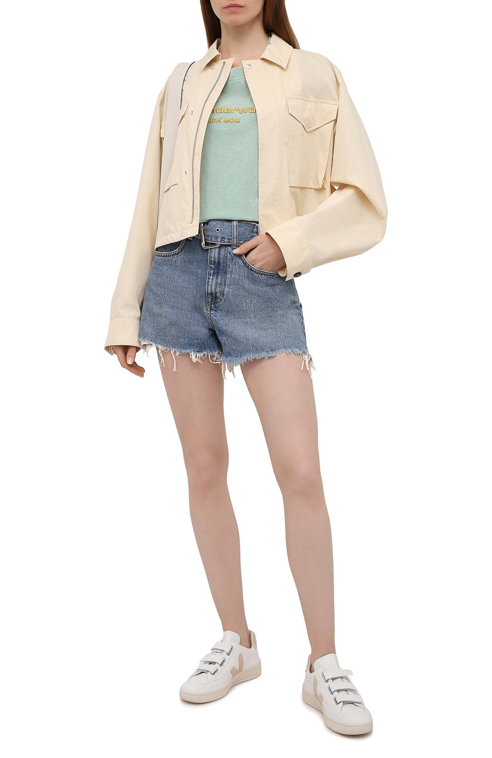 Хлопковая футболка ALEXANDER WANG светло-зеленого цвета по цене 25700 руб., арт. UCC1211030, фото 2 Хлопковая футболка ALEXANDER WANG, арт. UCC1211030, фото 2