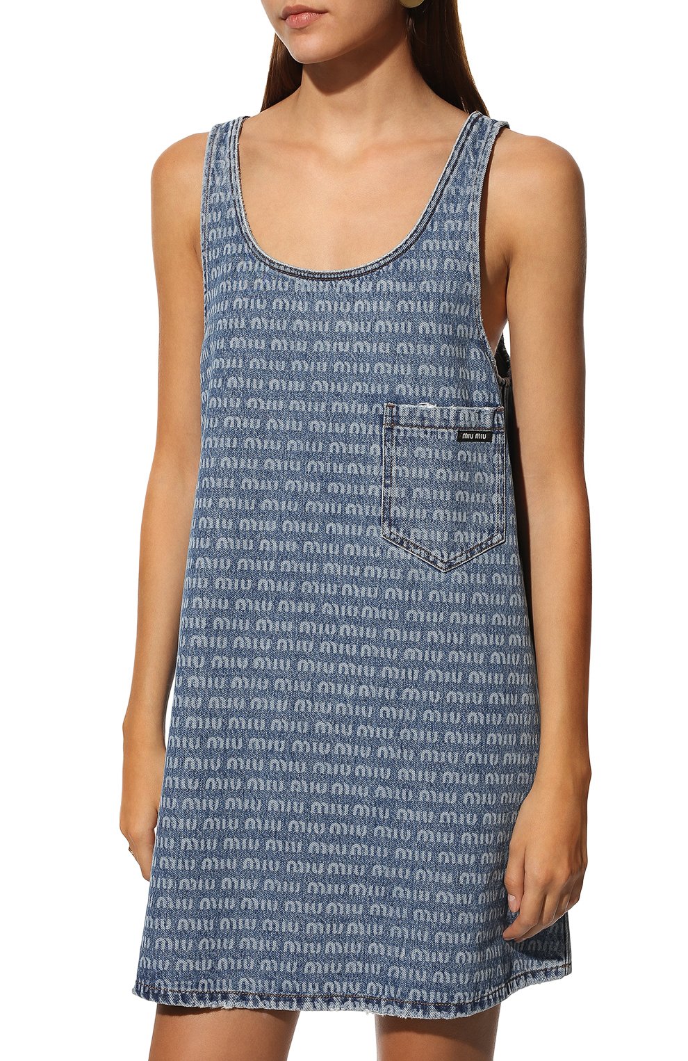 Джинсовое платье MIU MIU голубого цвета по цене 140000 руб., арт. GWA186-10DP-F0013, фото 3 Джинсовое платье MIU MIU, арт. GWA186-10DP-F0013, фото 3