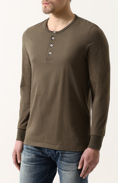 Хлопковый лонгслив с воротником на пуговицах TOM FORD, арт. BP402/TFJ890, фото 3