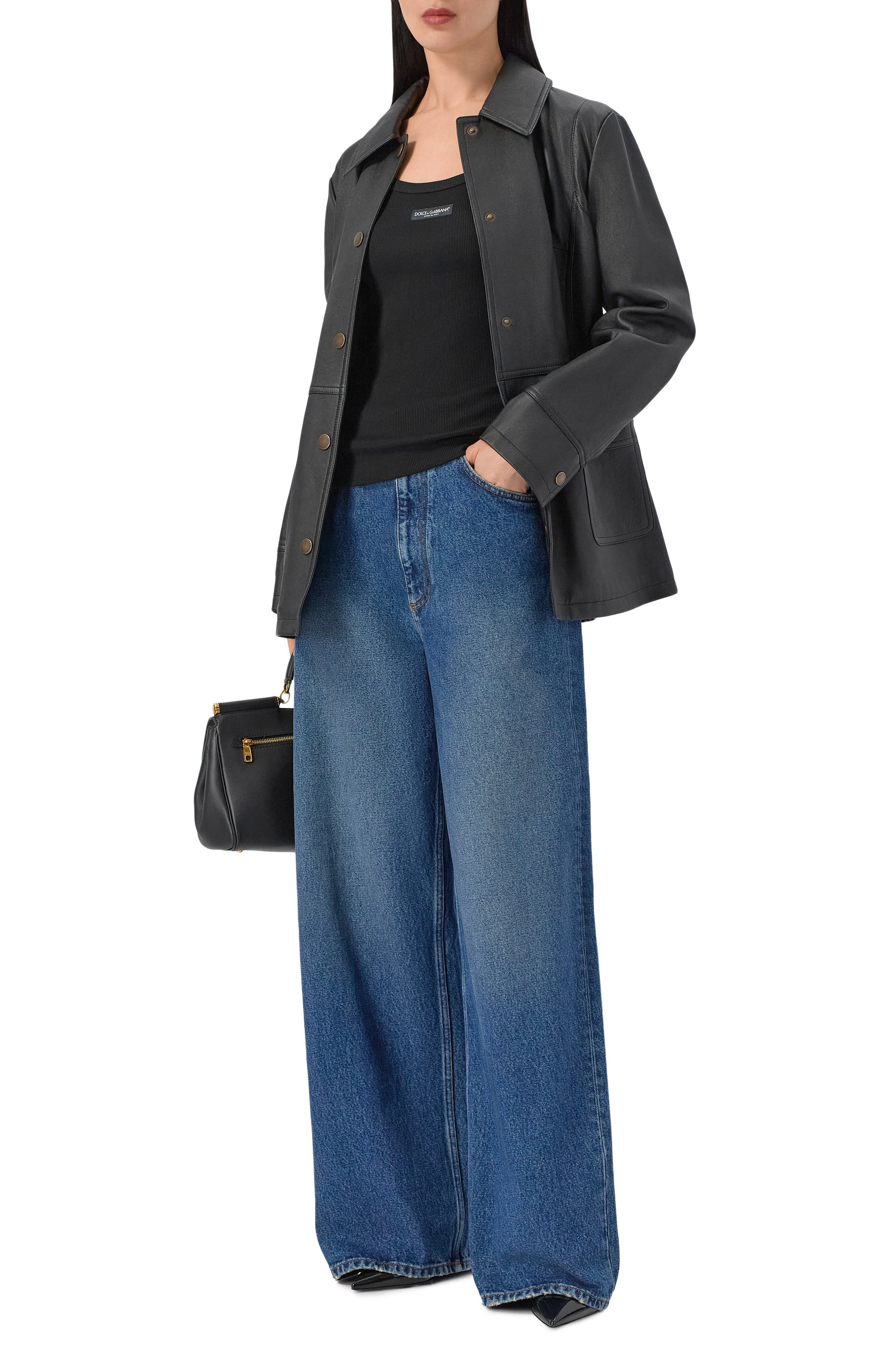 Хлопковая майка DOLCE & GABBANA черного цвета по цене 44550 руб., арт. F8W45T/FU7AV, фото 2 Хлопковая майка DOLCE & GABBANA, арт. F8W45T/FU7AV, фото 2