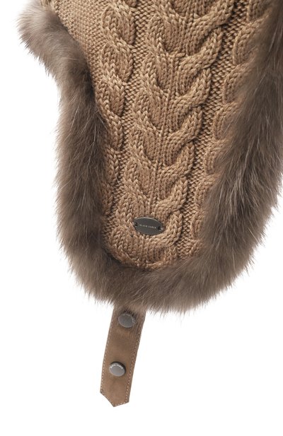 Кашемировая шапка-ушанка с мехом соболя BLACK SABLE, арт. BS-FHK-G, фото 3