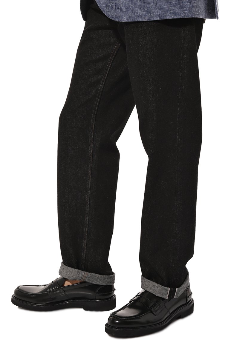 Мужские кожаные пенни-лоферы MILLE 885 черного цвета, арт. C0LLEGE/REAL/R00K | Фото 3 (Материал внутренний: Натуральная кожа; Материал сплава: Проставлено; Нос: Не проставлено; Стили: Кэжуэл)