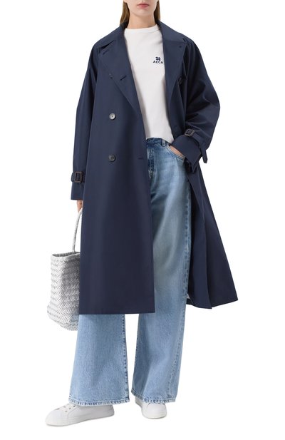 Хлопковый тренч WEEKEND MAX MARA синего цвета по цене 68550 руб., арт. CANASTA, фото 2 Хлопковый тренч WEEKEND MAX MARA, арт. CANASTA, фото 2