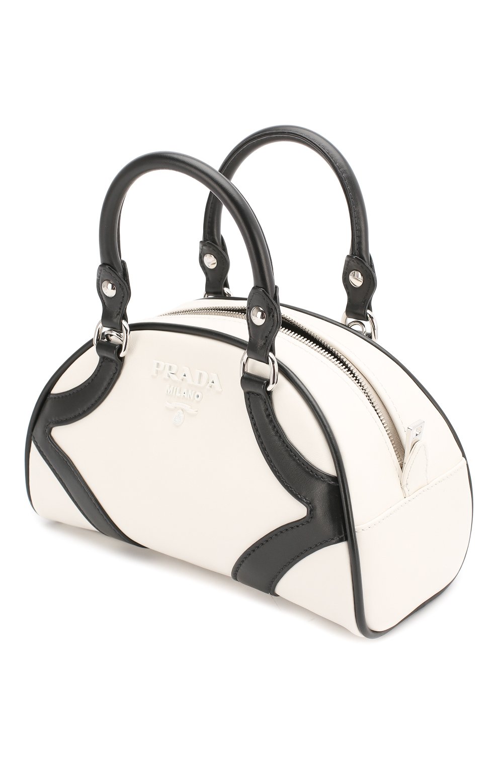 Сумка bowling PRADA черно-белого цвета по цене 170000 руб., арт. IBB071-ASK-F0964-DSO, фото 3 Сумка bowling PRADA, арт. IBB071-ASK-F0964-DSO, фото 3