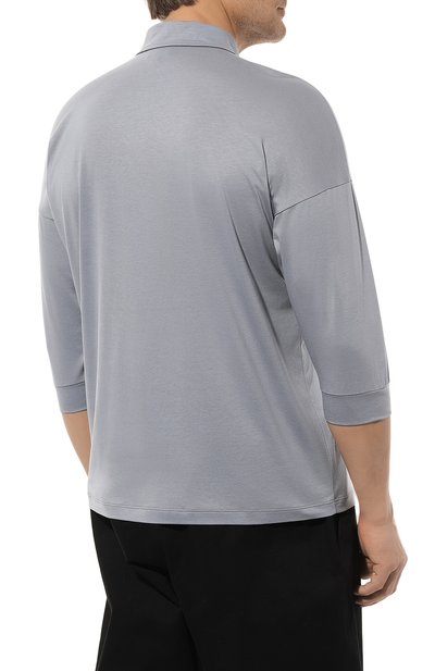 Поло из лиоцелла и хлопка GIORGIO ARMANI серого цвета по цене 58850 руб., арт. 3DSF53/SJCBZ, фото 4 Поло из лиоцелла и хлопка GIORGIO ARMANI, арт. 3DSF53/SJCBZ, фото 4