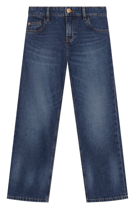 Детские джинсы VERSACE синего цвета, арт. 1018464/1A13135/8A-14A | Фото 1 (Материал сплава: Проставлено; Нос: Не проставлено; Материал внешний: Хлопок)