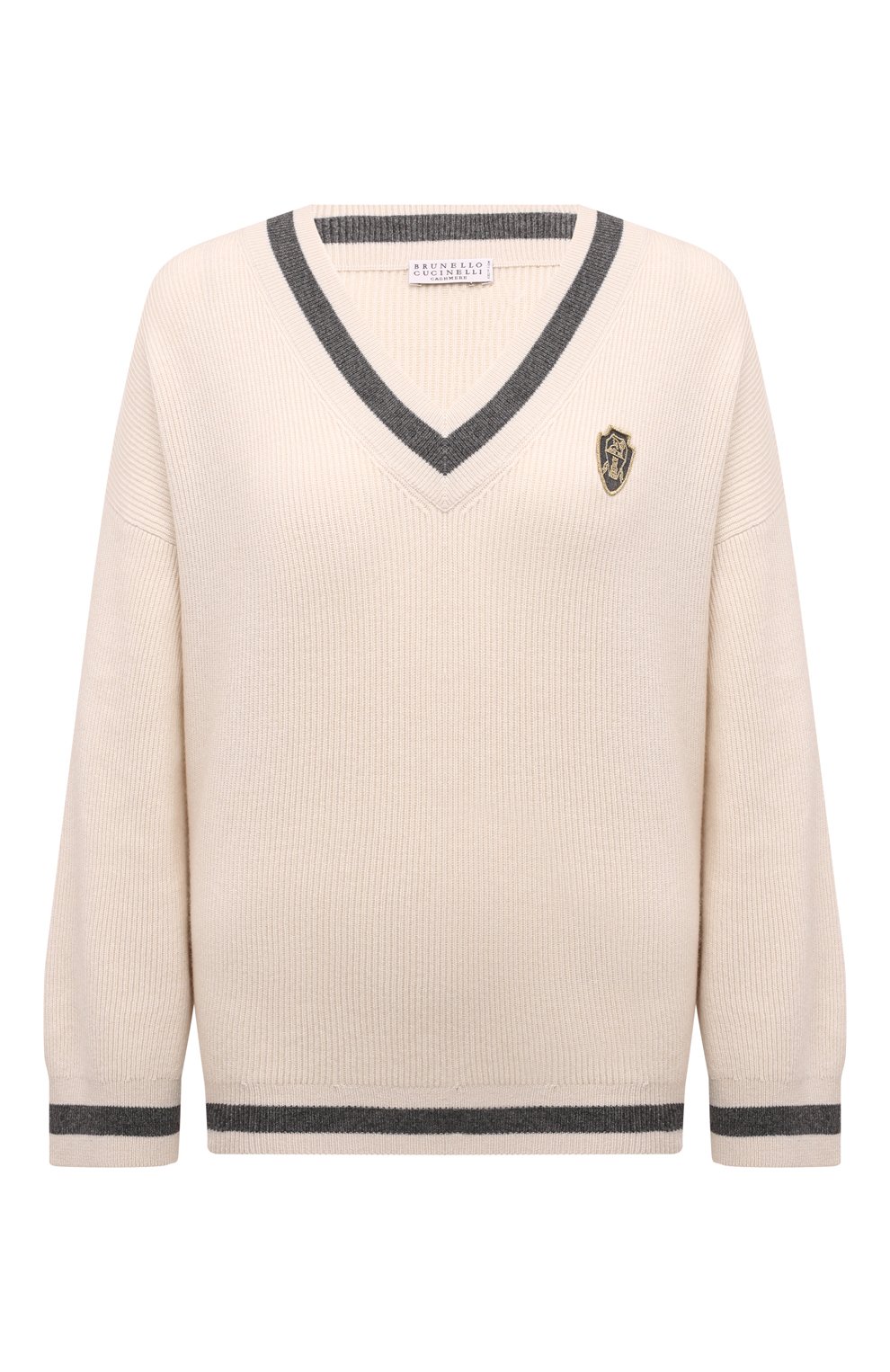 Кашемировый пуловер BRUNELLO CUCINELLI кремового цвета по цене 255000 руб., арт. M12192602, фото 1 Кашемировый пуловер BRUNELLO CUCINELLI, арт. M12192602, фото 1