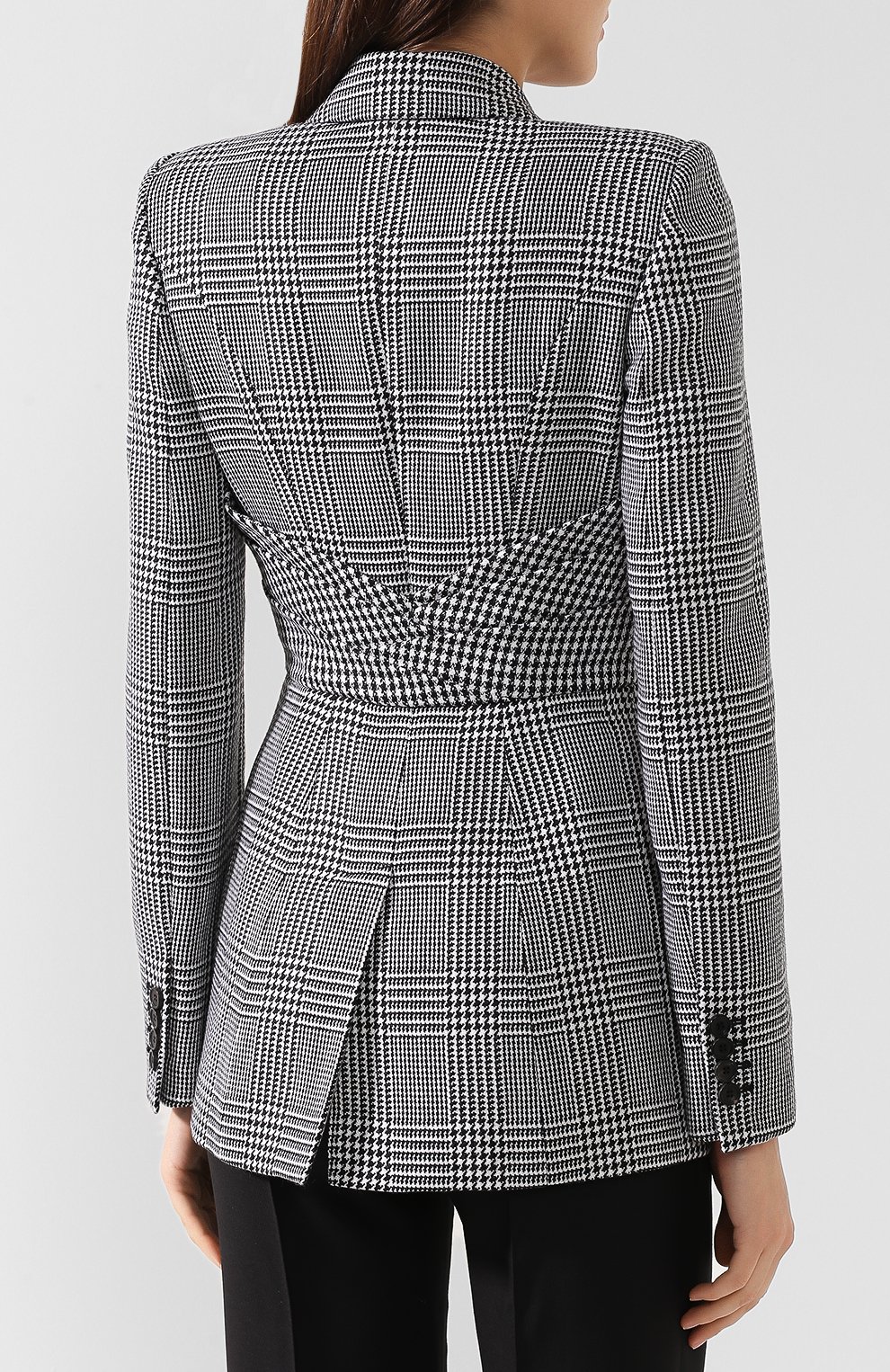 Шерстяной жакет ALEXANDER MCQUEEN черно-белого цвета по цене 420000 руб., арт. 584785/QJAAH, фото 4 Шерстяной жакет ALEXANDER MCQUEEN, арт. 584785/QJAAH, фото 4