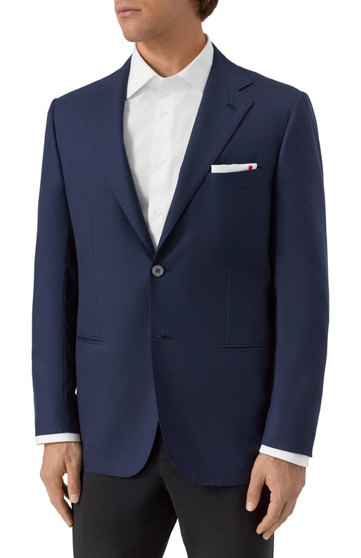 Шерстяной пиджак Kiton UG81K0982823 Синий  UG81K0982823 Фото 4