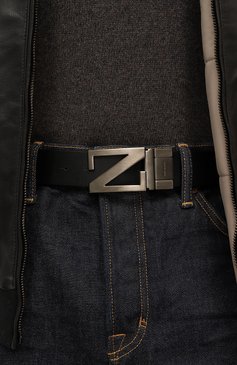 Мужской двусторонний ремень ZEGNA темно-синего цвета, арт. B027UZ/LHB0V | Фото 3 (Материал сплава: Проставлено; Нос: Не проставлено; Материал: Натуральная кожа; Случай: Повседневный)