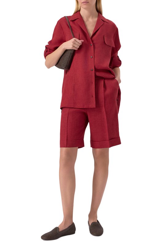 Льняные шорты Kiton D51115K0903E01 Бордовый  D51115K0903E01 Фото 2
