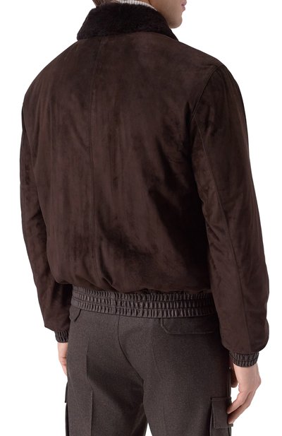 Замшевый бомбер с воротником из овчины ZILLI, арт. AHIKH3M1008VFRI00, фото 4