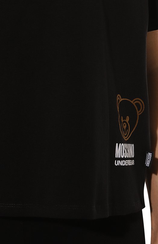 Хлопковая футболка Moschino A0701/4406 Чёрный  A0701/4406 Фото 5