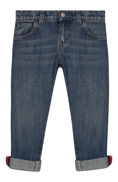 Джинсы GUCCI синего цвета по цене 23850 руб., арт. 455454/XR384, фото 1 Джинсы GUCCI, арт. 455454/XR384, фото 1