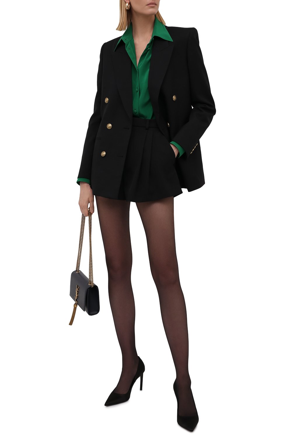 Шерстяные шорты SAINT LAURENT черного цвета по цене 79100 руб., арт. 663805/Y7C25, фото 2 Шерстяные шорты SAINT LAURENT, арт. 663805/Y7C25, фото 2