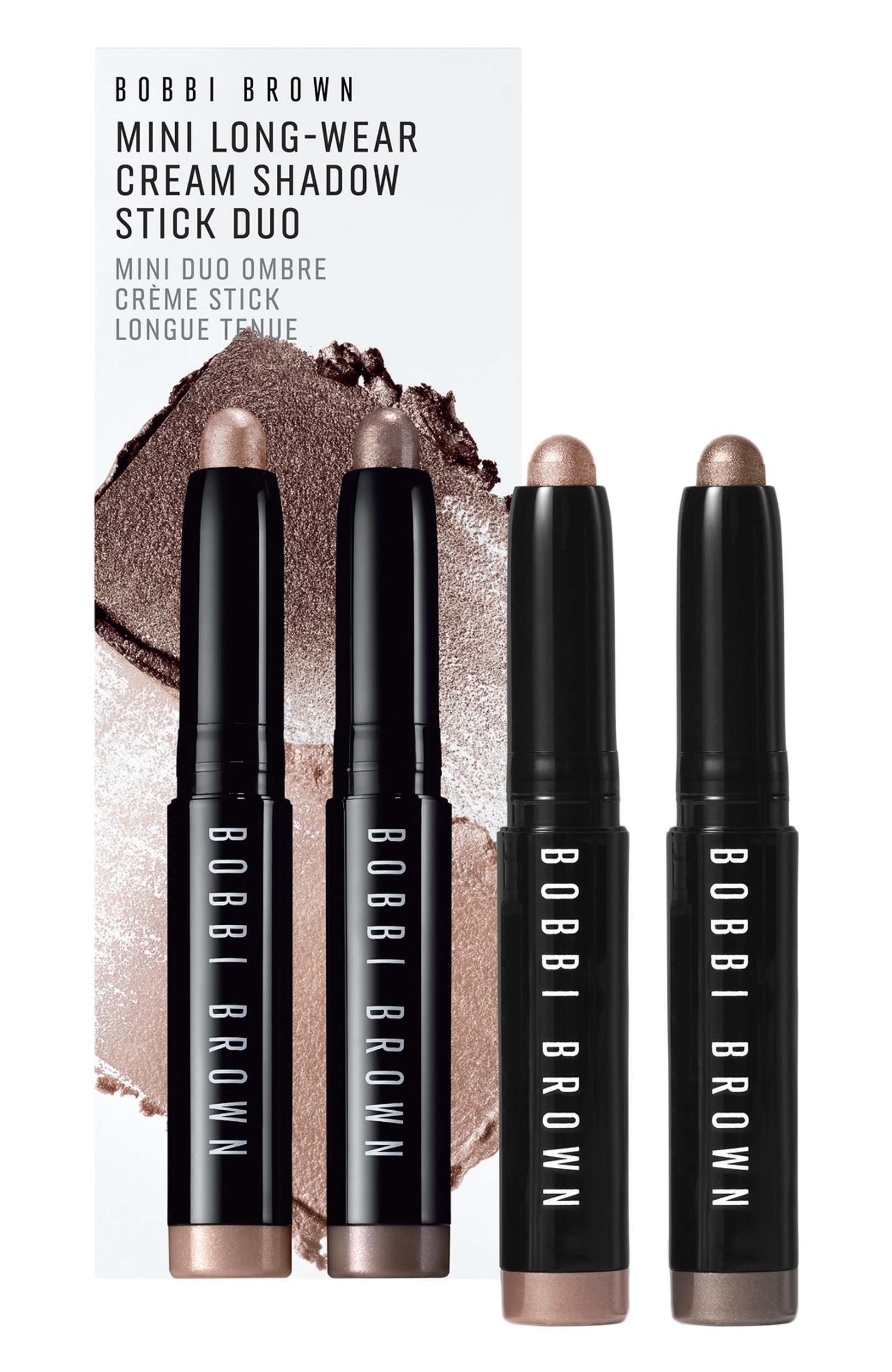 Набор mini long-wear cream shadow stick duo, оттенок golden pink/ smokey topaz (2x0,9g) BOBBI BROWN цвета по цене 4950 руб., арт. H9NM-01, фото 1 Набор mini long-wear cream shadow stick duo, оттенок golden pink/ smokey topaz (2x0,9g) BOBBI BROWN, арт. H9NM-01, фото 1