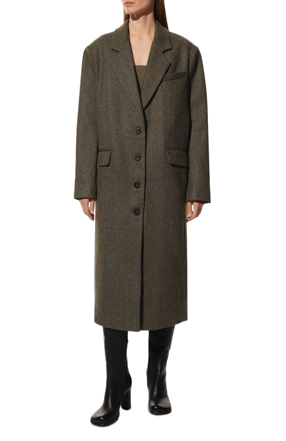 Шерстяное пальто LOOM BY RODINA темно-зеленого цвета по цене 58000 руб., арт. LBR-2223COEL, фото 3 Шерстяное пальто LOOM BY RODINA, арт. LBR-2223COEL, фото 3