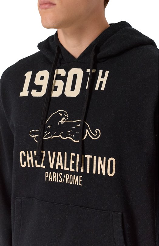 Худи из хлопка и вискозы Valentino 7V3MF29M/B1M Чёрный  7V3MF29M/B1M Фото 5