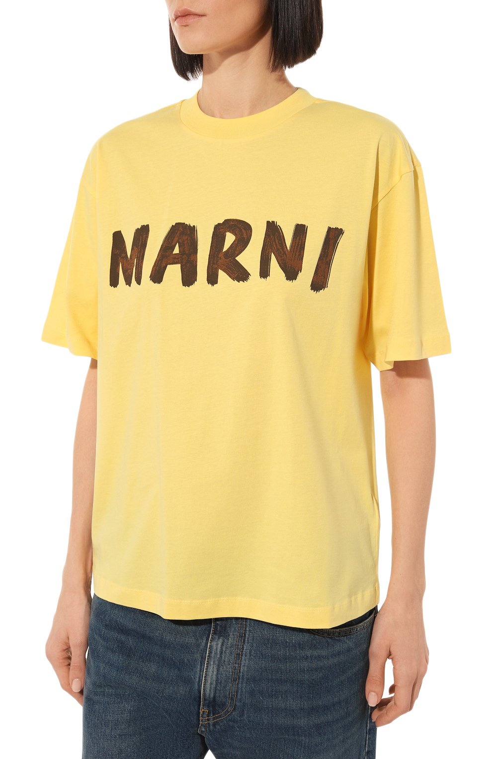 Хлопковая футболка MARNI желтого цвета по цене 35150 руб., арт. THJET49EPH/USCS11, фото 3 Хлопковая футболка MARNI, арт. THJET49EPH/USCS11, фото 3