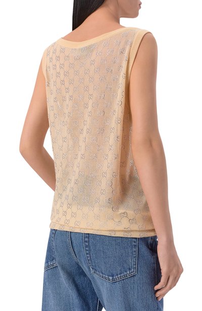 Шелковый топ с отделкой стразами GUCCI, арт. 856134/XKFC5, фото 4