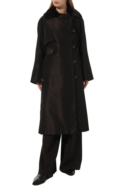 Тренч с меховой подкладкой COLOR TEMPERATURE коричневого цвета по цене 900000 руб., арт. Пл, Кол-10/373, фото 3 Тренч с меховой подкладкой COLOR TEMPERATURE, арт. Пл, Кол-10/373, фото 3