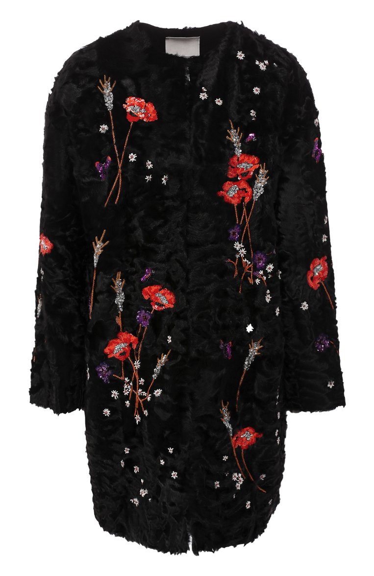 Женская шуба из овчины VALENTINO черного цвета, арт. RF3FA705CRF | Фото 1 (Материал внешний: Натуральный мех, Овчина; Рукава: Длинные; Статус проверки: Проверено, Проверена категория; Длина (верхняя одежда): До середины бедра; Материал подклада: Шелк; Женское Кросс-КТ: Мех; Кросс-КТ: Куртка)