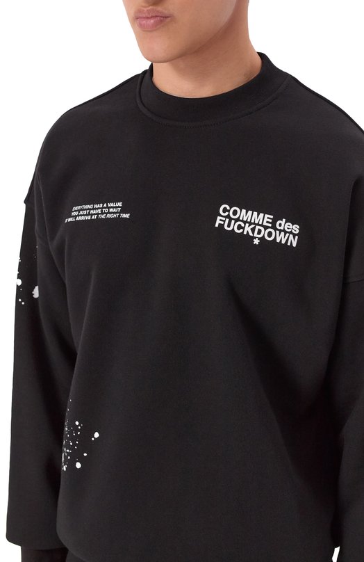 Хлопковый свитшот Comme des Fuckdown CFABM01748 Чёрный  CFABM01748 Фото 5