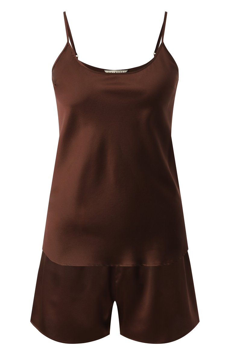 Женская шелковая пижама PRIMROSE коричневого цвета, арт. 2W.500TS.KR001 | Фото 1 (Нос: Не проставлено; Материал сплава: Проставлено; Материал внешний: Шелк)