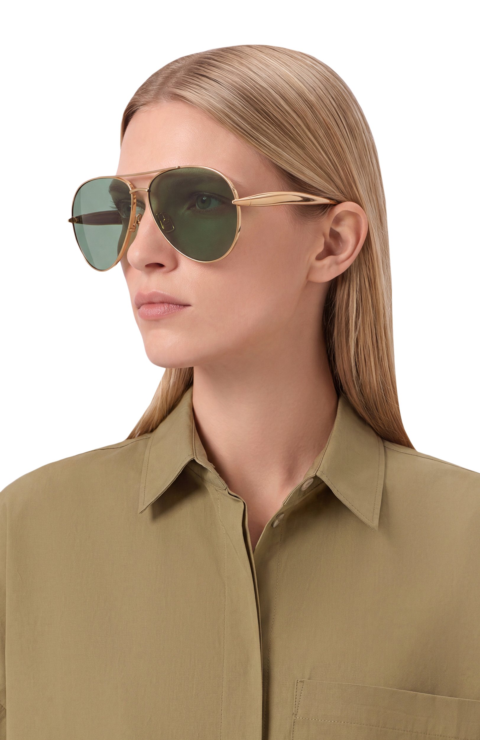 Солнцезащитные очки BOTTEGA VENETA зеленого цвета по цене 59950 руб., арт. BV1305S 001, фото 2 Солнцезащитные очки BOTTEGA VENETA, арт. BV1305S 001, фото 2