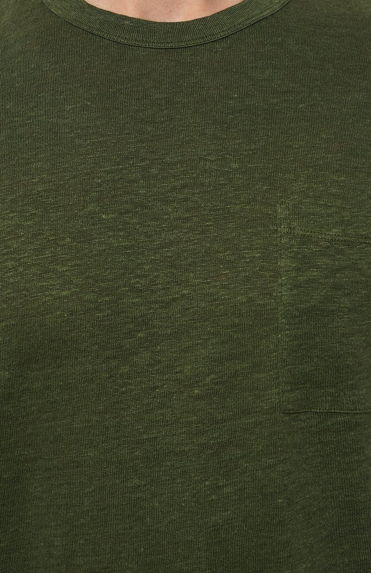 Мужская льняная футболка MC2 SAINT BARTH зеленого цвета, арт. STBM ECSTASEA/ECS0001/02925B | Фото 5 (Кросс-КТ: Пляж; Принт: Без принта; Рукава: Короткие; Длина (для топов): Стандартные; Материал сплава: Проставлено; Материал внешний: Лен; Драгоценные камни: Проставлено; Стили: Кэжуэл)