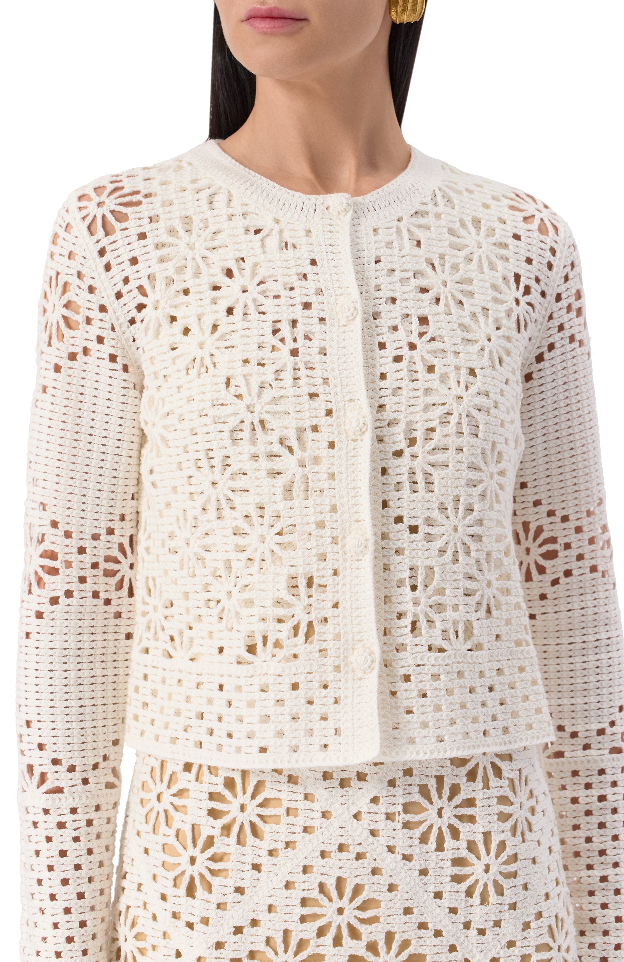 Хлопковый кардиган TWINSET молочного цвета по цене 39350 руб., арт. 251TT3200, фото 5 Хлопковый кардиган TWINSET, арт. 251TT3200, фото 5