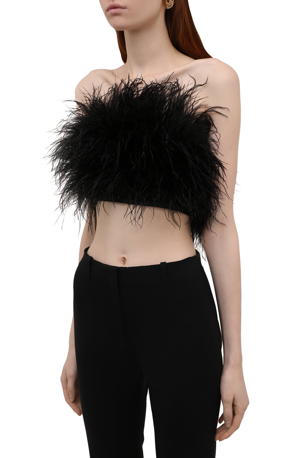 Бра-топ с отделкой перьями BRONX AND BANCO черного цвета по цене 59950 руб., арт. BB-12-0013, фото 3 Бра-топ с отделкой перьями BRONX AND BANCO, арт. BB-12-0013, фото 3