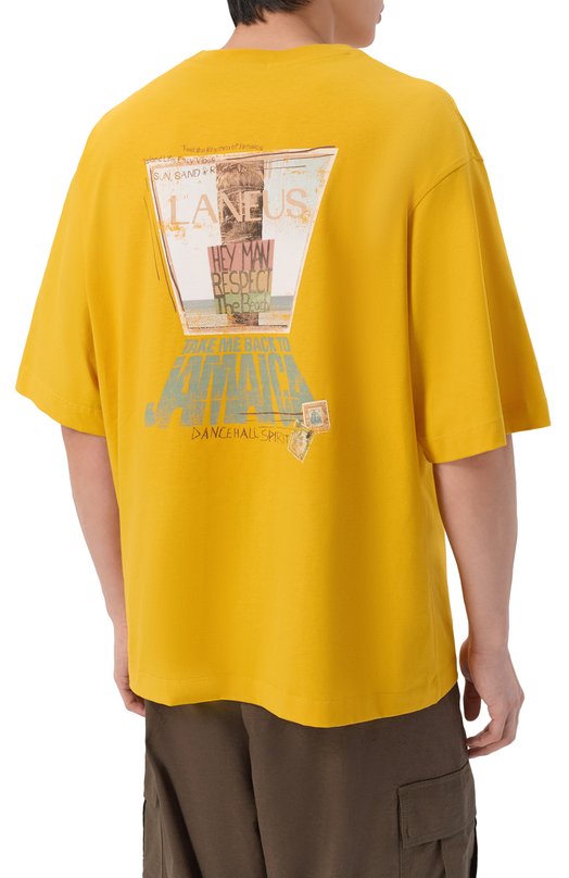 Хлопковая футболка Laneus S6LAMATH118 Жёлтый  S6LAMATH118 Фото 4