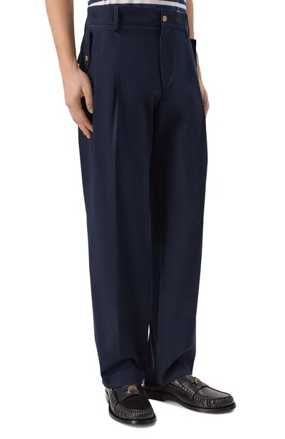 Хлопковые брюки DOLCE & GABBANA темно-синего цвета по цене 125500 руб., арт. GP108T/FUF0G, фото 3 Хлопковые брюки DOLCE & GABBANA, арт. GP108T/FUF0G, фото 3