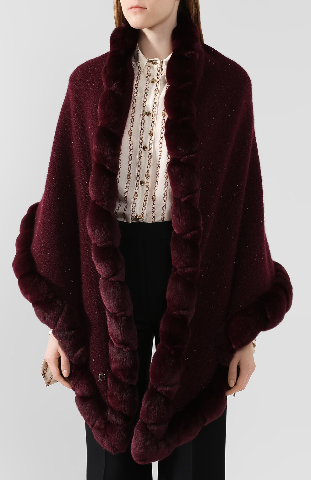 Кашемировая шаль с мехом шиншиллы LORO PIANA, арт. FAI8717, фото 3