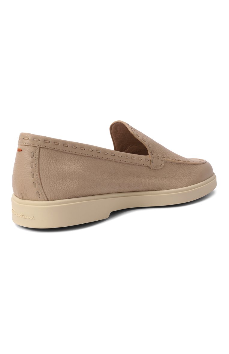 Женские кожаные лоферы SANTONI бежевого цвета, арт. WUYG71436TISSWKA | Фото 5 (Подошва: Платформа; Драгоценные камни: Проставлено; Каблук высота: Низкий; Материал сплава: Проставлено; Материал внешний: Натуральная кожа; Материал внутренний: Натуральная кожа)