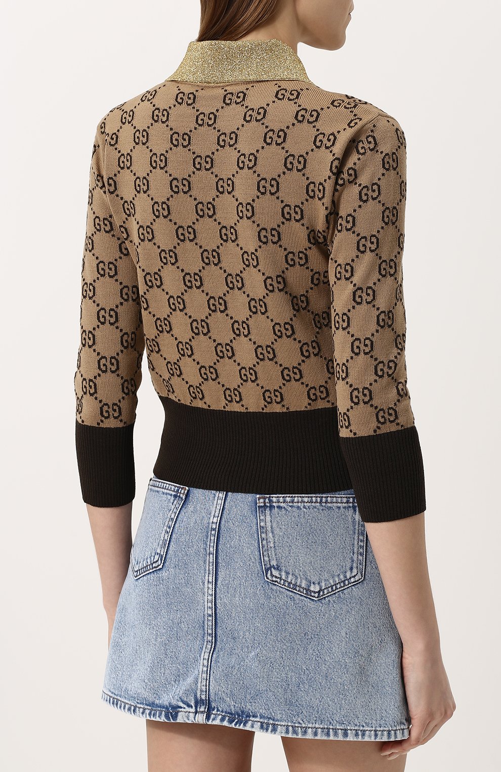 Пуловер с отложным воротником и укороченным рукавом GUCCI, арт. 501252/X9Q05, фото 4