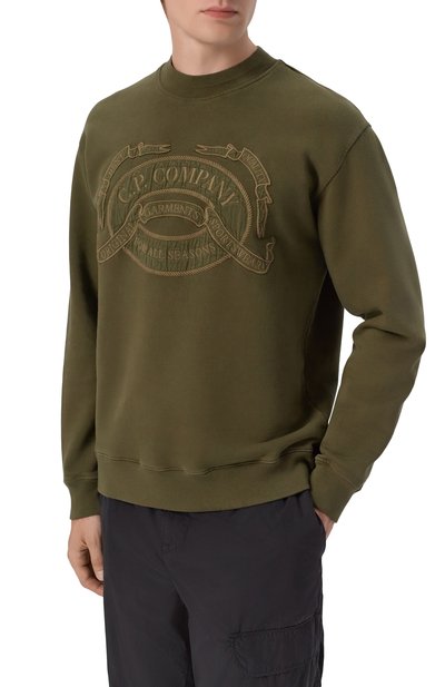 Хлопковый свитшот C.P. COMPANY хаки цвета по цене 42450 руб., арт. 21CMSS174A/0064530, фото 3 Хлопковый свитшот C.P. COMPANY, арт. 21CMSS174A/0064530, фото 3