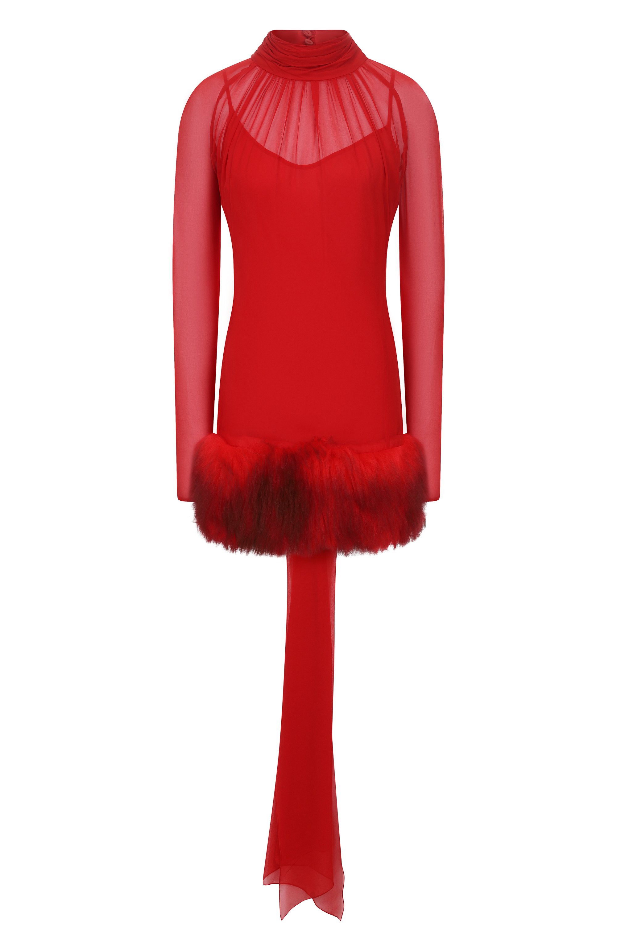 Шелковое платье с отделкой из овчины BLUMARINE, арт. 4A372A, фото 1