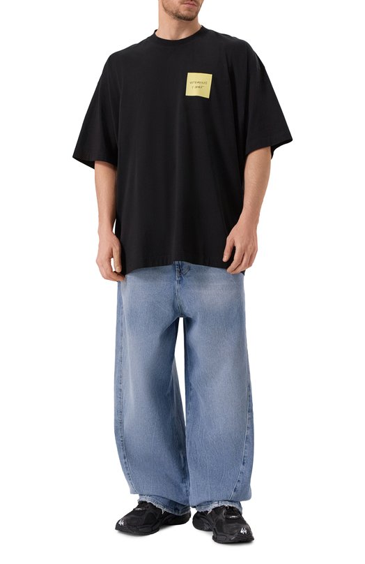 Хлопковая футболка VETEMENTS UE64TR430B/LIGHT JERSEY Чёрный  UE64TR430B/LIGHT JERSEY Фото 2