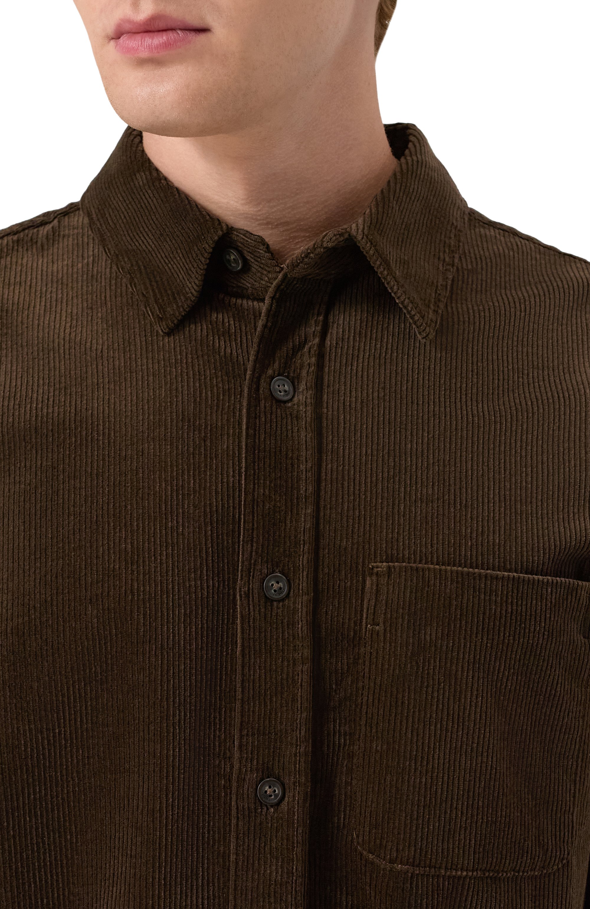 Вельветовая рубашка 12 STOREEZ темно-коричневого цвета по цене 24000 руб., арт. 133460, фото 5 Вельветовая рубашка 12 STOREEZ, арт. 133460, фото 5