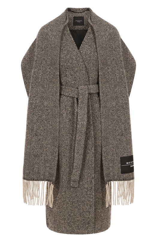 Шерстяное пальто Weekend Max Mara ZENICA Чёрно-белый ZENICA