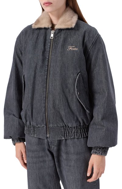 Джинсовый бомбер с отделкой из норки FORTE DEI MARMI COUTURE, арт. 25WF7350M, фото 3